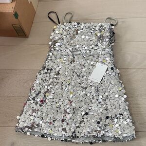 Katie J NYC Shimmering Silver Sequin Dress